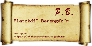 Platzkó Berengár névjegykártya